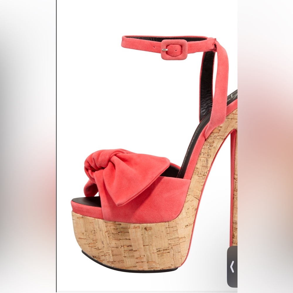 Giuseppe Zanotti Pink Suede Cork Platform Heel Sandals